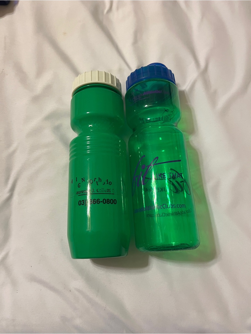 Green Sports Water Bottle with Blue Cap - Unbranded